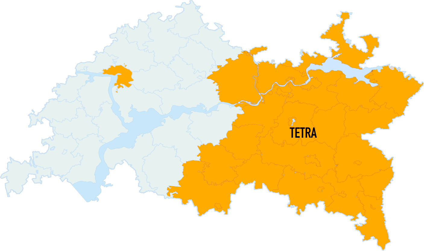 Зона радиопокрытия сети TETRA в Республике Татарстан
